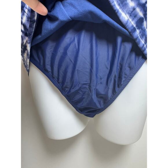 Ellen Tracy Two Piece Bathing Suit Blue Tye Dye Beach Summer - Picture 2 of 7